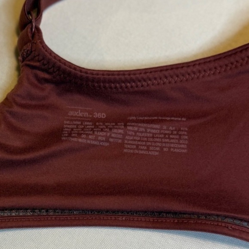 ✨Auden 36D Lightly Lined T-shirt Bra Maroon Adjustable Straps Everyday Comfort - Picture 5 of 7